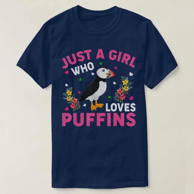 Puffin Bird Älskare Bara en flicka som Kärlek Puff T Shirt (Design framsida)