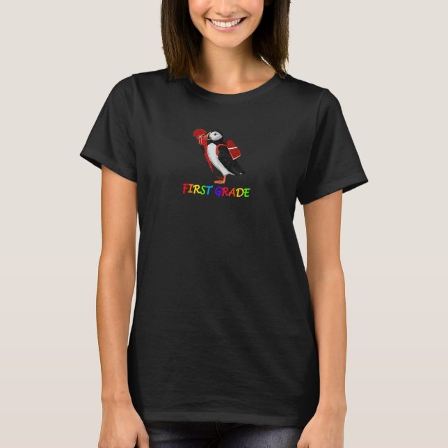 Puffin Bird First Day of School First Klass Animal T Shirt (Framsida)