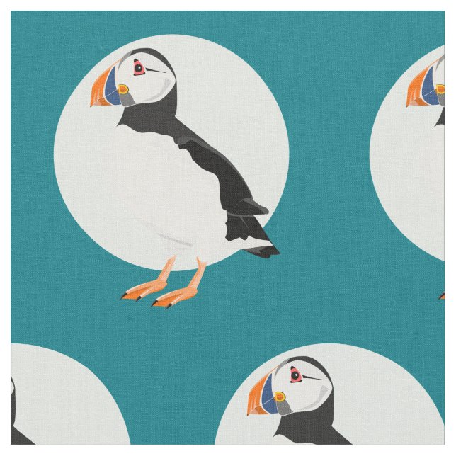 Puffin Bird Illustration Tyg (Närbild)
