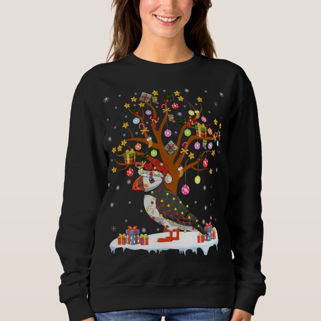 Puffin Bird Julafton Lighting Träd Santa Puffin Kr T Shirt (Framsida)