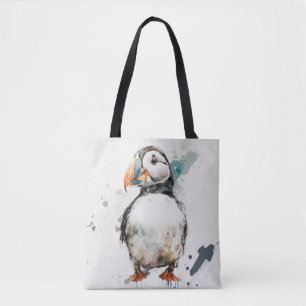 Puffin Bird Porträtt Animal Painting Wildlife Free Tygkasse