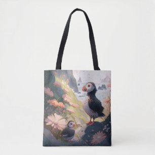 Puffin Bird Porträtt Animal Painting Wildlife Free Tygkasse
