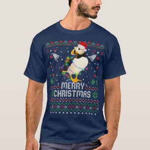 Puffin Bird Santa Hat Animal Julgran Ljus T Shirt