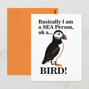 Puffin Bird Seabird Wildlife Funny Vykort
