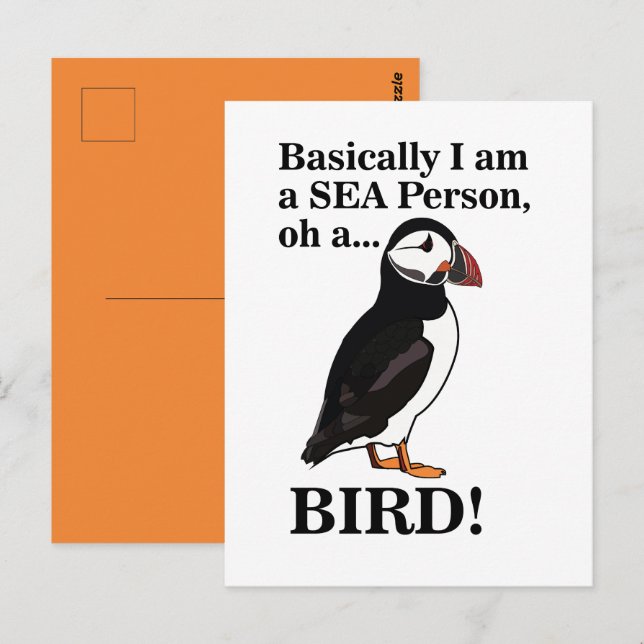 Puffin Bird Seabird Wildlife Funny Vykort (Fram/baksida)