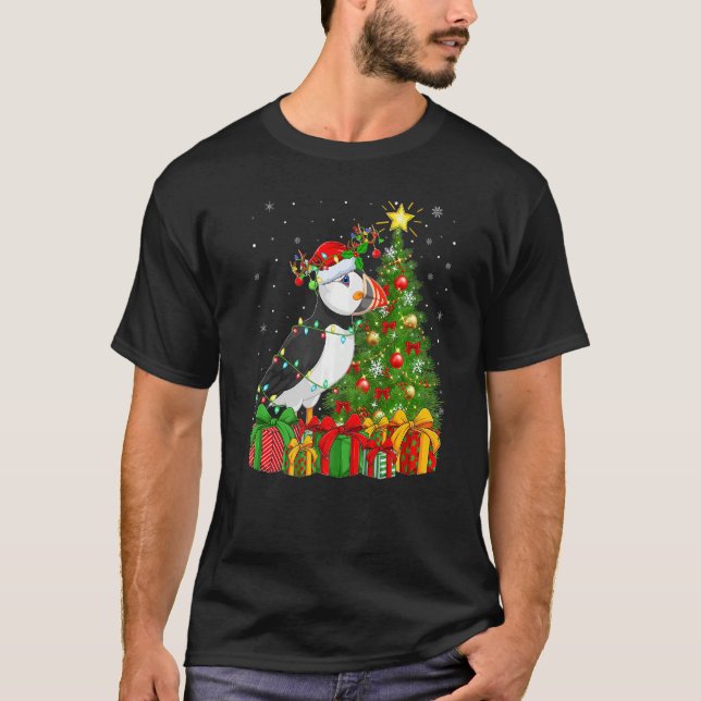 Puffin Bird  Xmas Holiday Santa Puffin Christmas T T Shirt (Framsida)