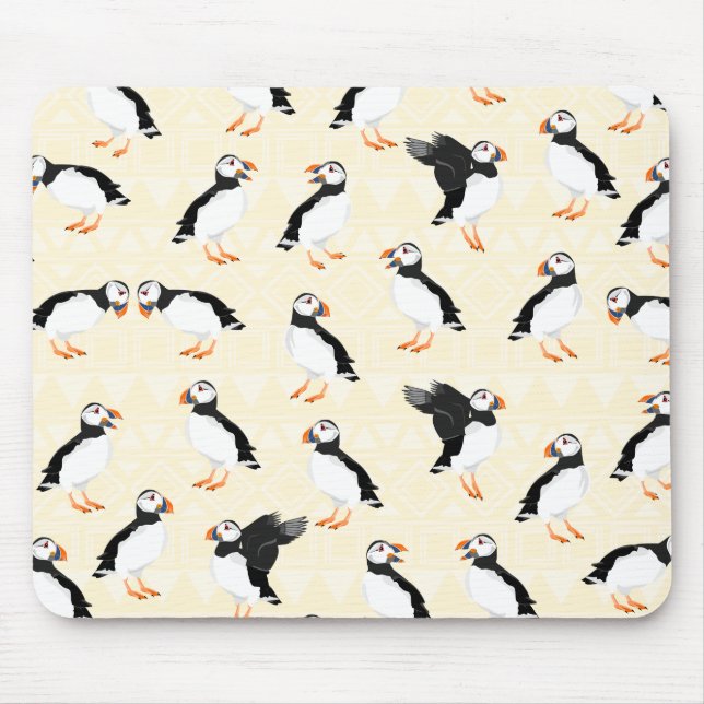 Puffin Birds Mönster Musmatta (Framsidan)