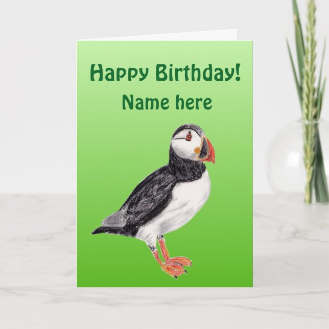 Puffin Birthday kort (Framsida)