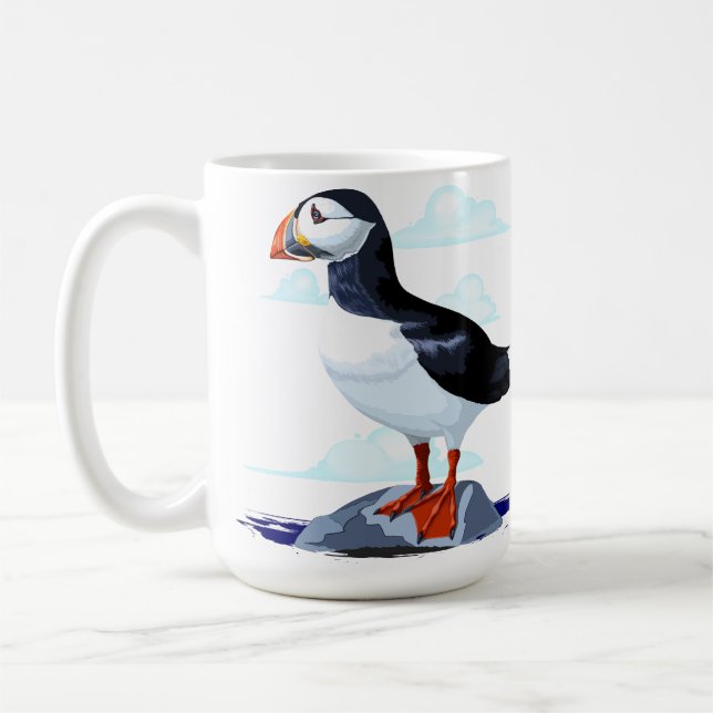 Puffin Cute Atlantic Seabird Kaffemugg (Vänster)