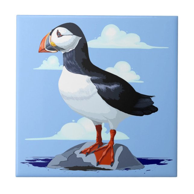 Puffin Cute Atlantic Seabird Kakelplatta (Framsidan)