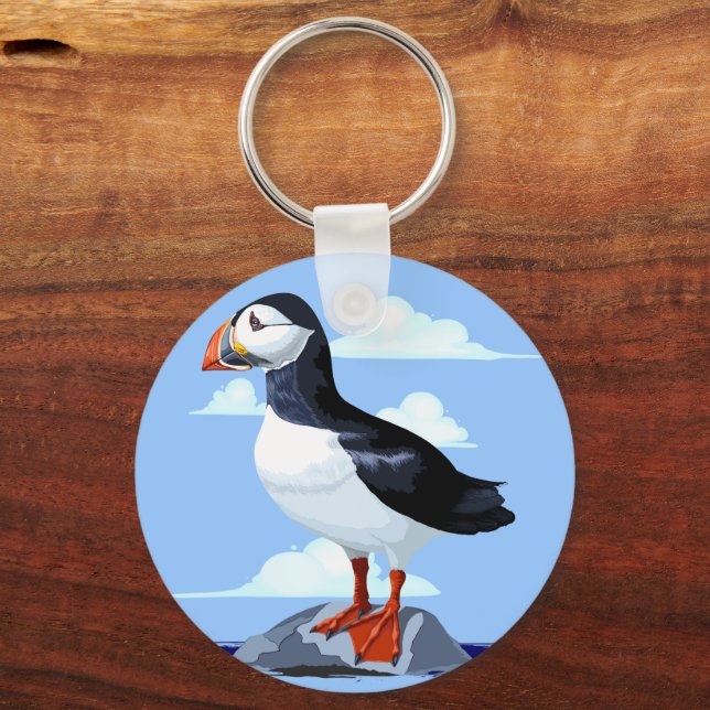 Puffin Cute Atlantic Seabird Nyckelring (Framsida)