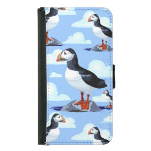 Puffin Cute Atlantic Seabird Plånboksfodral För Samsung Galaxy S5