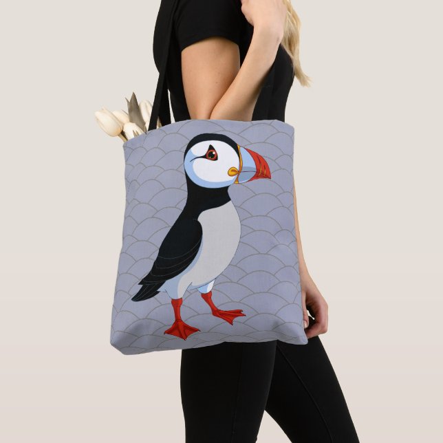 Puffin Design Tote Bag Tygkasse (Närbild)
