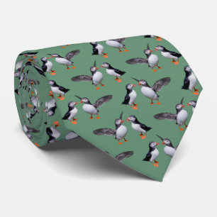 Puffin Frenzy 2 Tie (Grönt) Slips