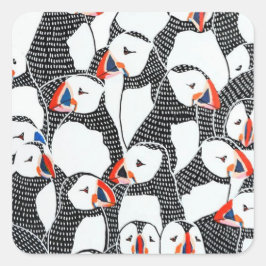 Puffin Fyrkantigt Klistermärke
