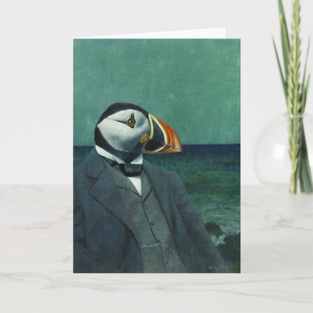Puffin gentleman Hälsning Card Tack Kort (Framsida)