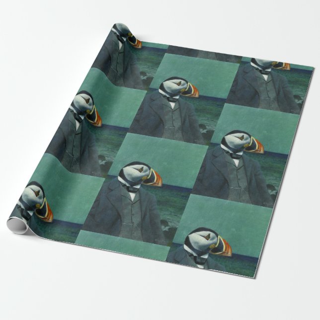Puffin gentleman Wrapping Papper Presentpapper (Utrullad)