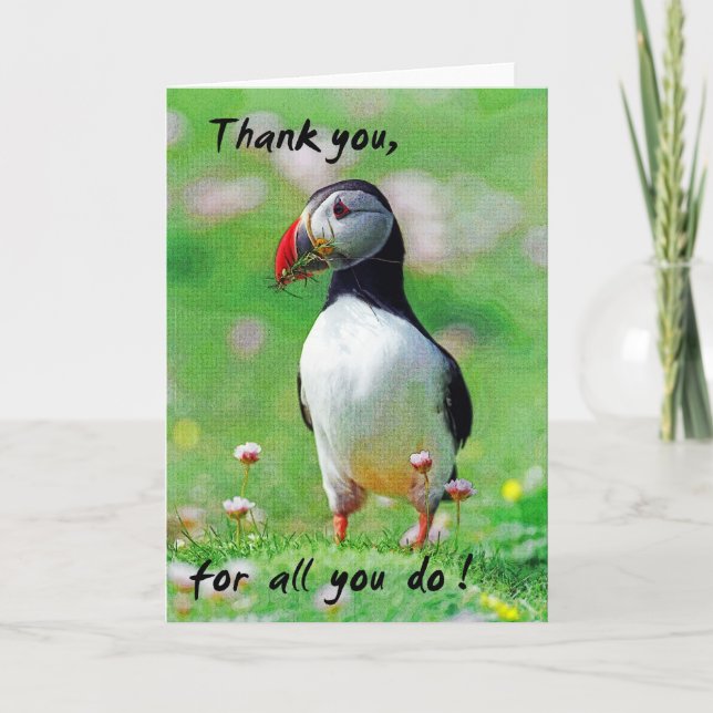 Puffin-hälsningskort Tack Kort (Framsida)