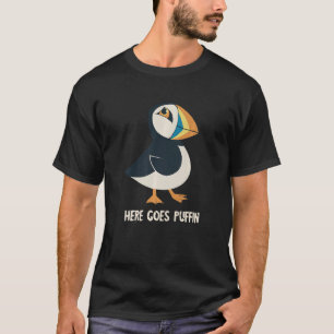 Puffin här kommer Island Animal Puffin Seabird and T Shirt