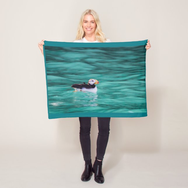 Puffin in Resurrection Bay, Alaska Fleecefilt (På plats)