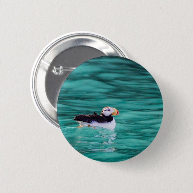 Puffin in Resurrection Bay, Alaska Knapp (Framsida & baksida)