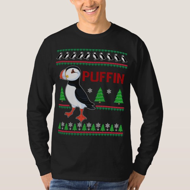 Puffin Julafton Ugly Sweater Puffins Älskare Funny T Shirt (Framsida)