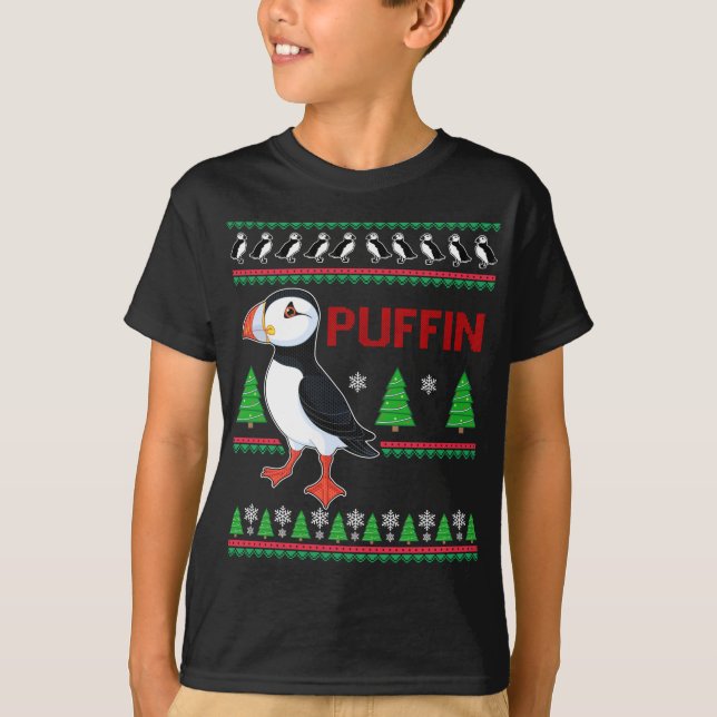 Puffin Julafton Ugly Sweater Puffins Älskare Funny T Shirt (Framsida)