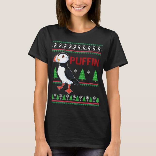 Puffin Julafton Ugly Sweater Puffins Älskare Funny T Shirt (Framsida)