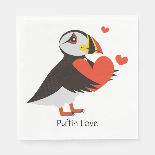 Puffin Kärlek Red Hearts Design Napkins Pappersservett (Framsidan)