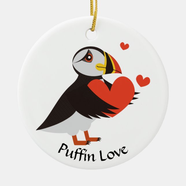 Puffin Kärlek Red Hearts Ornament (Framsidan)