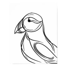 Puffin Line Art | Irländska kustfåglar Poster
