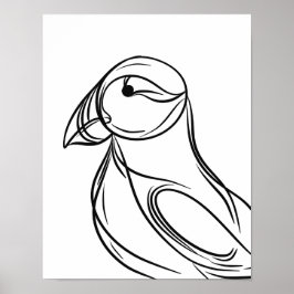 Puffin Line Art | Irländska kustfåglar Poster