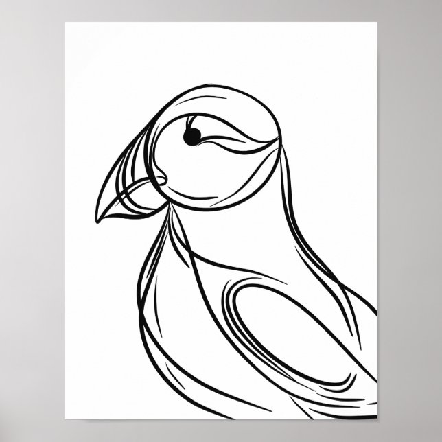 Puffin Line Art | Irländska kustfåglar Poster (Framsidan)
