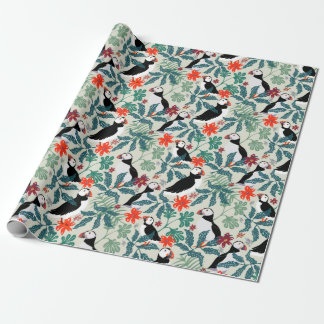Puffin Mönster Warm Beige Presentpapper