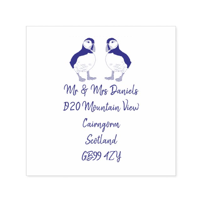 Puffin Mr & Mrs Returadress Självfärgande Stämpel (Design)