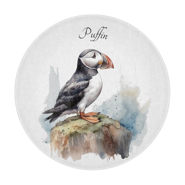 Puffin på Sten Watercolor, anpassningsbar (Framsidan)