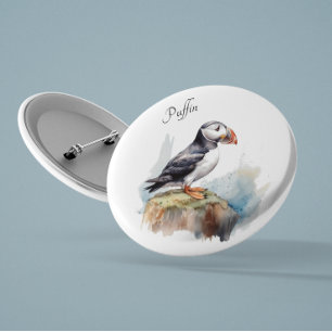 Puffin på Sten Watercolor, anpassningsbar Knapp