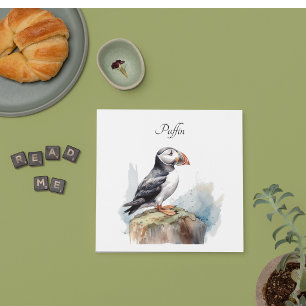 Puffin på Sten Watercolor, anpassningsbar Pappersservett