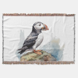 Puffin på Sten Watercolor Filt