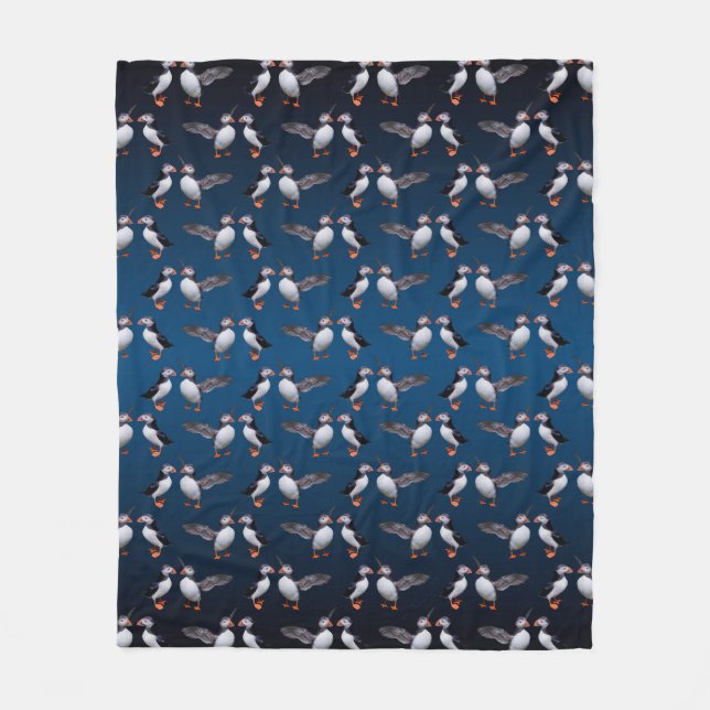 Puffin Pals Fleece Blanket (Mörk blått blandning) (Framsidan)