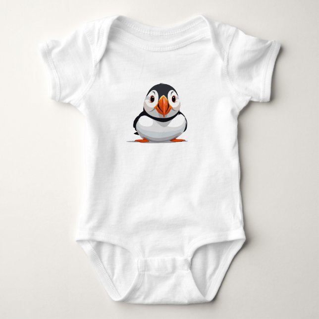Puffin Peeking Cute Adsible Funny Animal Tecknad T Shirt (Framsida)