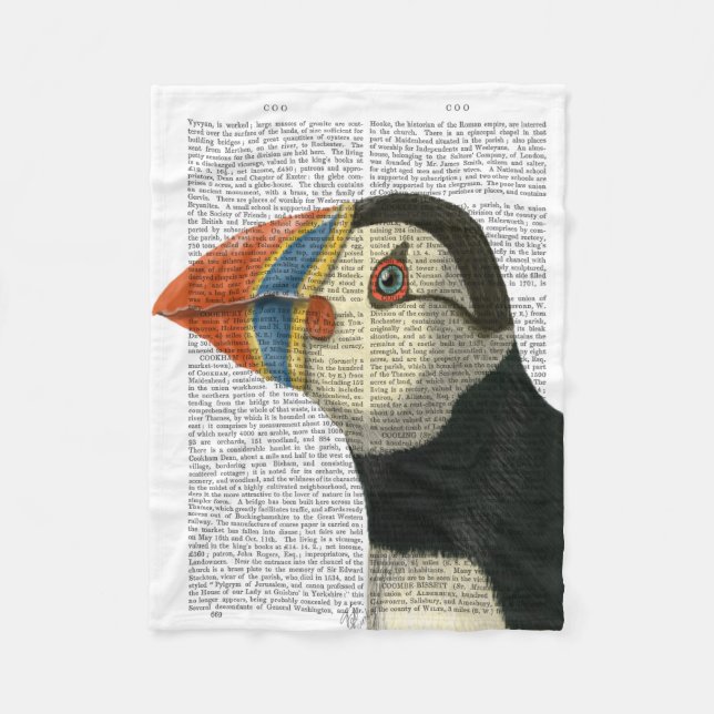Puffin Porträtt Fleecefilt (Framsidan)