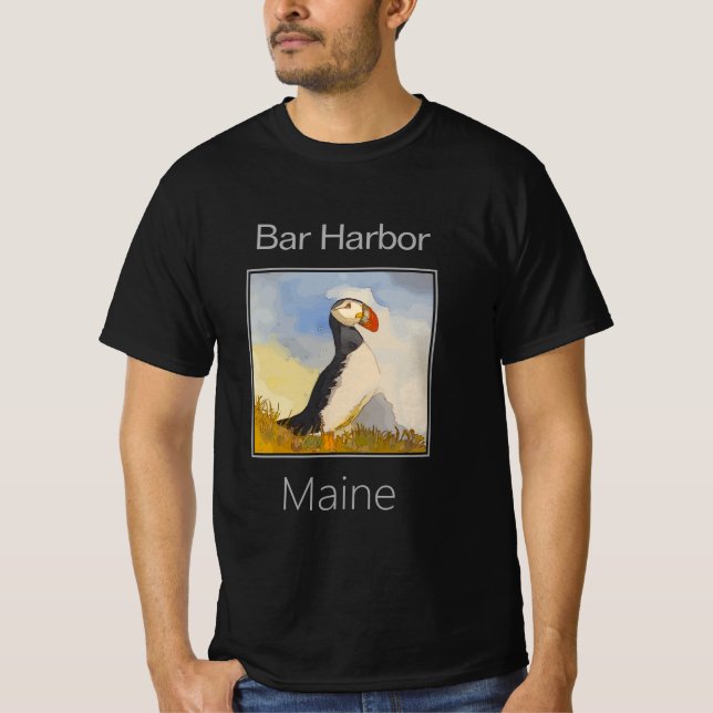 Puffin, Pub Harbour, Maine T Shirt (Framsida)