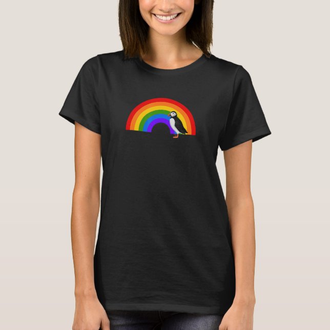 Puffin Rainbow Bird Bird  Birdwatcher Animal Biolo T Shirt (Framsida)