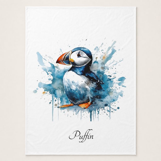 Puffin Splash, anpassad Fleecefilt (Skapare uppladdad)