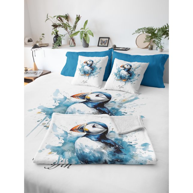 Puffin Splash, anpassad Kudde (Skapare uppladdad)