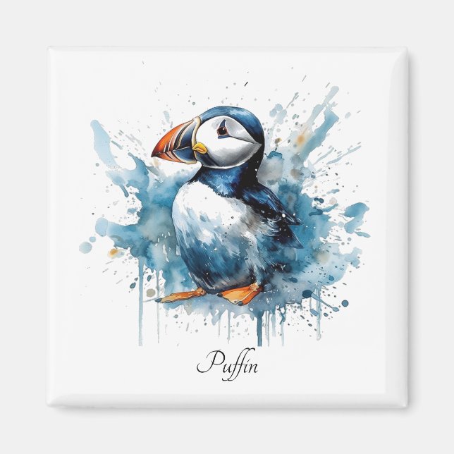 Puffin Splash, anpassad Magnet (Framsidan)