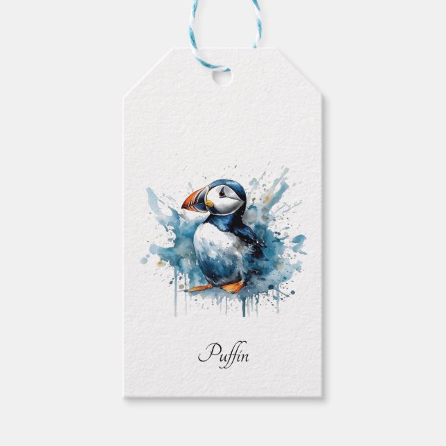 Puffin Splash, anpassningsbar Presentetikett (Framsidan)