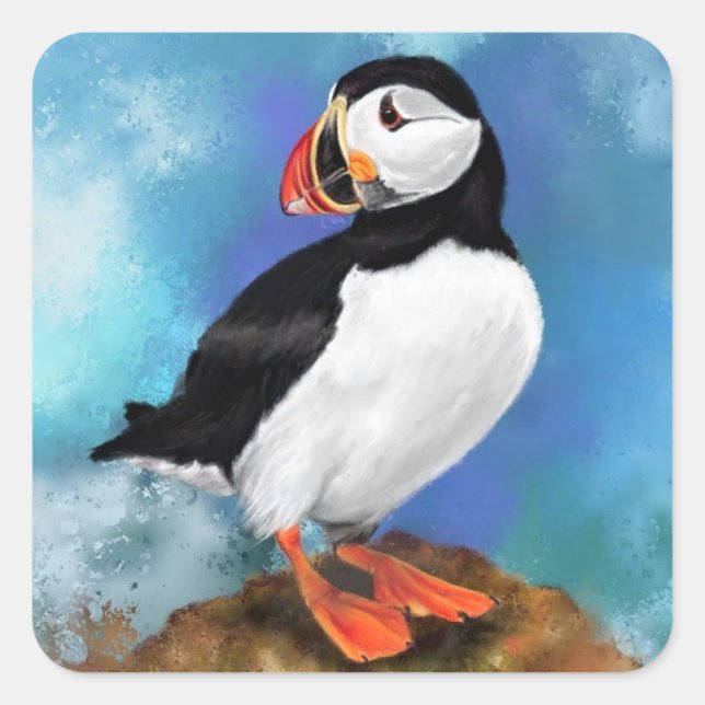 Puffin Sticker Fyrkantigt Klistermärke (Framsida)