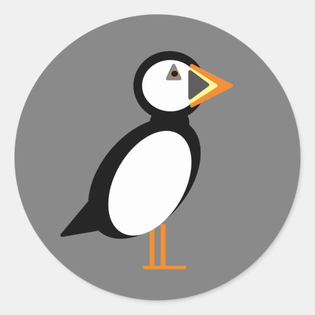 Puffin Sticker Runt Klistermärke (Framsida)